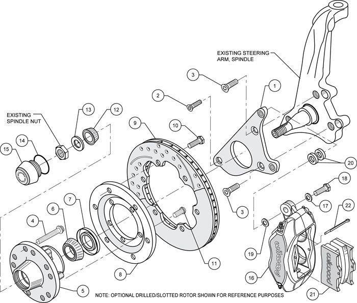 Forged Dynalite Pro Series Front Brake Kit Assembly Schematic