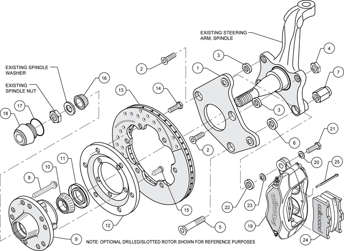 Forged Dynalite Pro Series Front Brake Kit Assembly Schematic