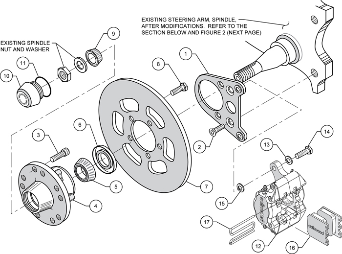 Dynapro Single Front Drag Brake Kit Assembly Schematic