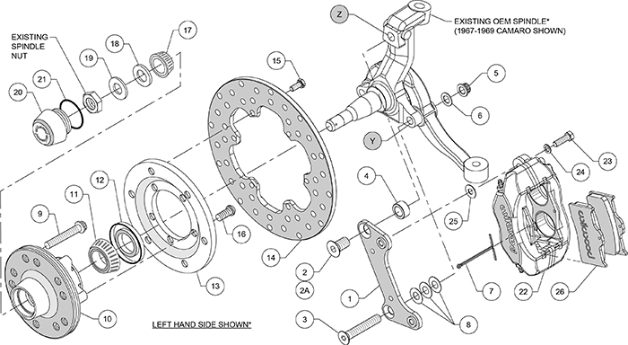 Forged Dynalite Front Drag Brake Kit Assembly Schematic
