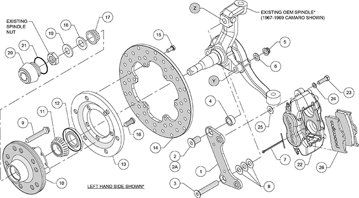 Forged Dynalite Front Drag Brake Kit Assembly Schematic