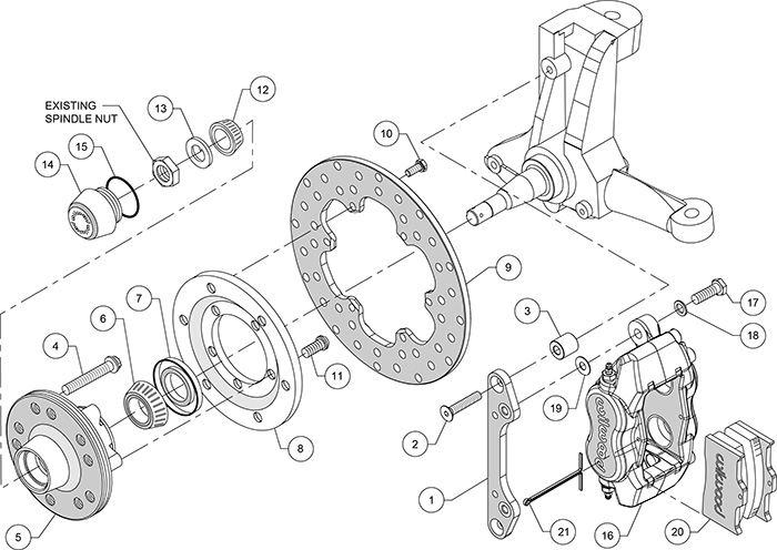 Forged Dynalite Front Drag Brake Kit Assembly Schematic