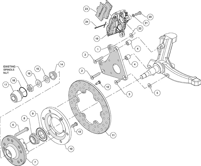 Forged Dynalite Front Drag Brake Kit Assembly Schematic