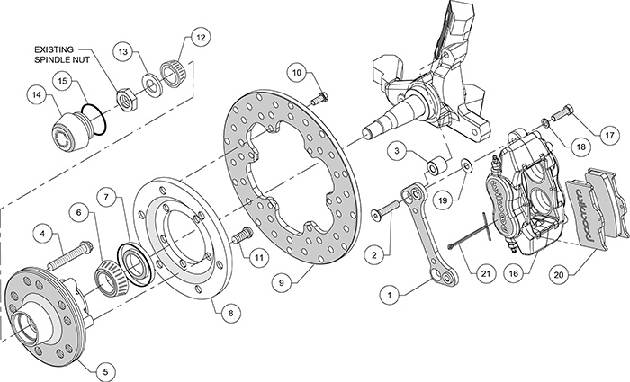 Forged Dynalite Front Drag Brake Kit Assembly Schematic