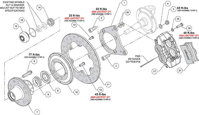 Forged Dynalite Front Drag Brake Kit Assembly Schematic