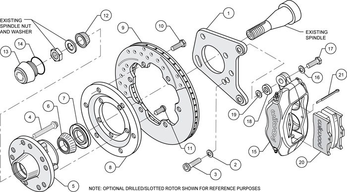 Forged Dynalite Pro Series Front Brake Kit Assembly Schematic