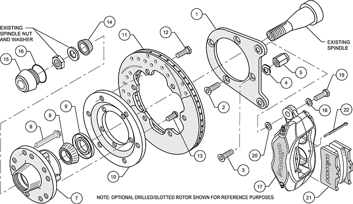 Forged Dynalite Pro Series Front Brake Kit Assembly Schematic