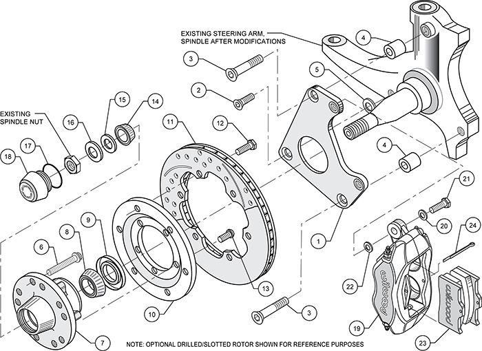 Forged Dynalite Pro Series Front Brake Kit Assembly Schematic