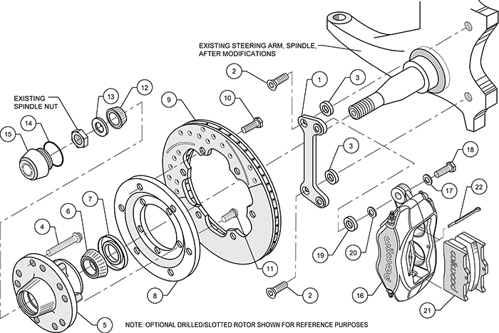 Forged Dynalite Pro Series Front Brake Kit Assembly Schematic