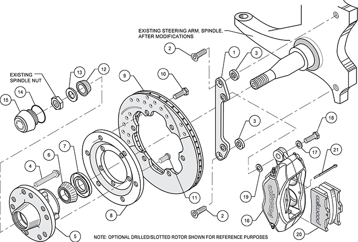 Forged Dynalite Pro Series Front Brake Kit Assembly Schematic