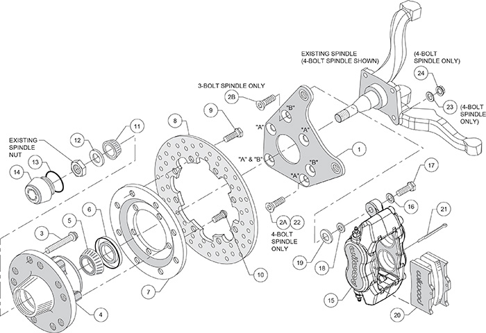 Forged Dynalite Front Drag Brake Kit Assembly Schematic