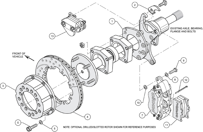 Forged Dynalite Pro Series Rear Brake Kit w/P-Brake Assembly Schematic