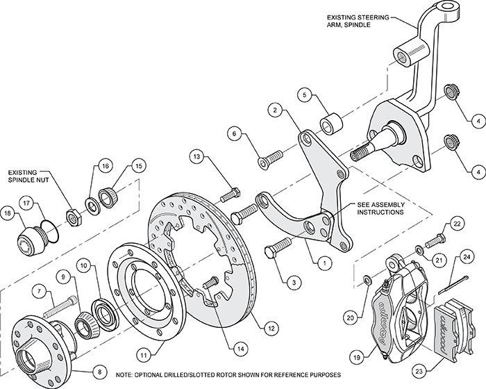 Forged Dynalite Pro Series Front Brake Kit Assembly Schematic