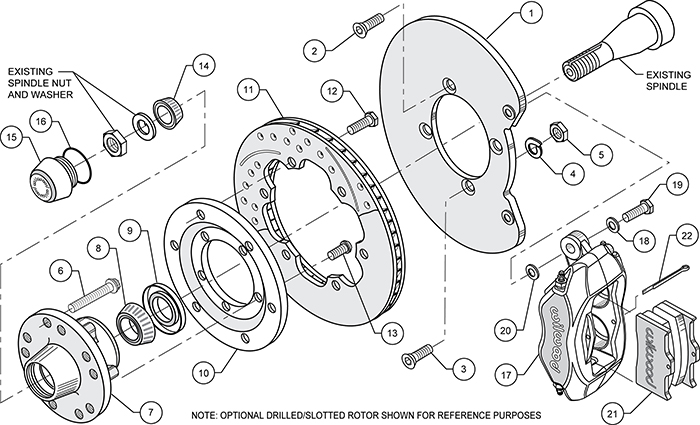 Forged Dynalite Pro Series Front Brake Kit Assembly Schematic