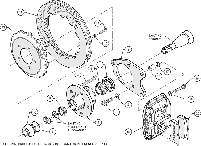 Superlite 6 Big Brake Front Brake Kit (Hub) Assembly Schematic