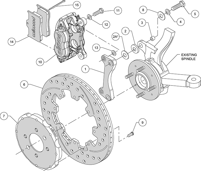 Forged Dynalite Big Brake Front Brake Kit (Hat) Assembly Schematic