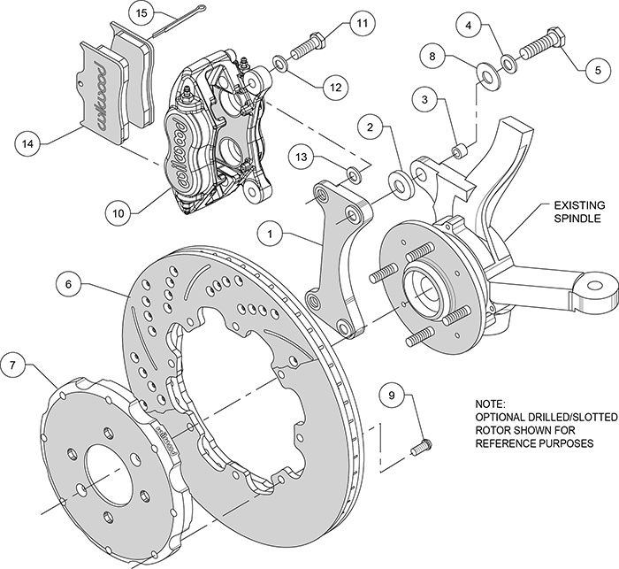 Forged Dynalite Big Brake Front Brake Kit (Hat) Assembly Schematic