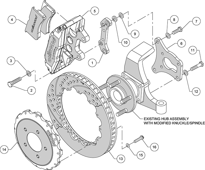 Superlite 6 Big Brake Front Brake Kit (Hat) Assembly Schematic