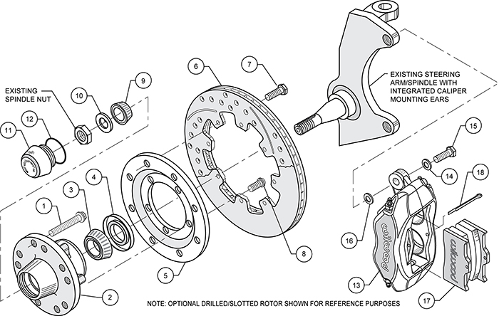 Forged Dynalite Pro Series Front Brake Kit Assembly Schematic