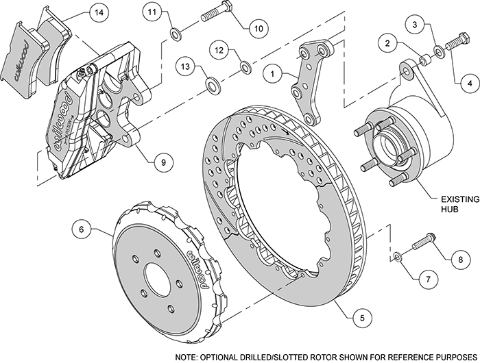 Superlite 6 Big Brake Front Brake Kit (Hat) Assembly Schematic