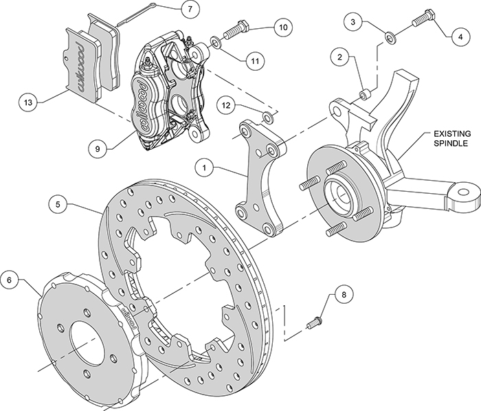 Forged Dynalite Big Brake Front Brake Kit (Hat) Assembly Schematic