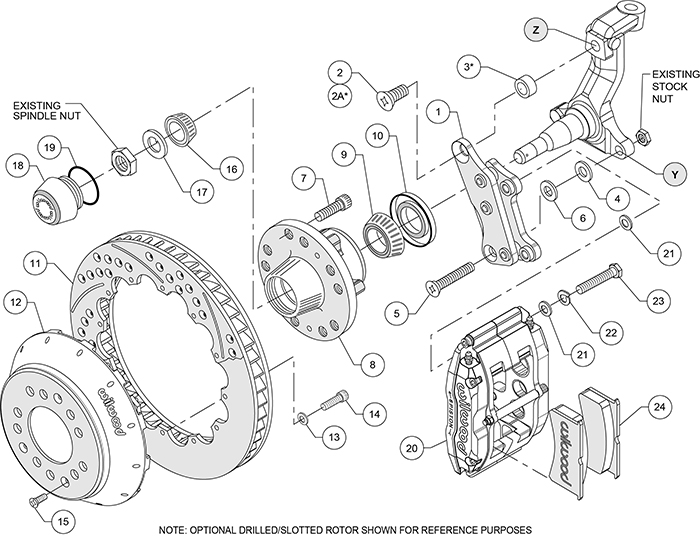 Superlite 6 Big Brake Front Brake Kit (Hub) Assembly Schematic