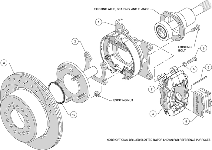 Forged Dynalite Rear Parking Brake Kit Assembly Schematic