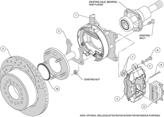 Forged Dynalite Rear Parking Brake Kit Assembly Schematic