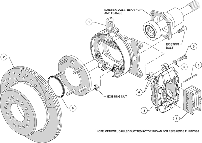 Forged Dynalite Rear Parking Brake Kit Assembly Schematic