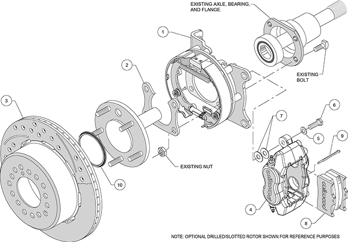 Forged Dynalite Rear Parking Brake Kit Assembly Schematic