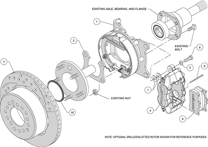 Forged Dynalite Rear Parking Brake Kit Assembly Schematic