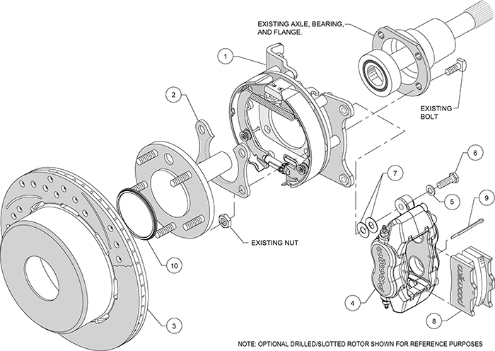 Forged Dynalite Rear Parking Brake Kit Assembly Schematic