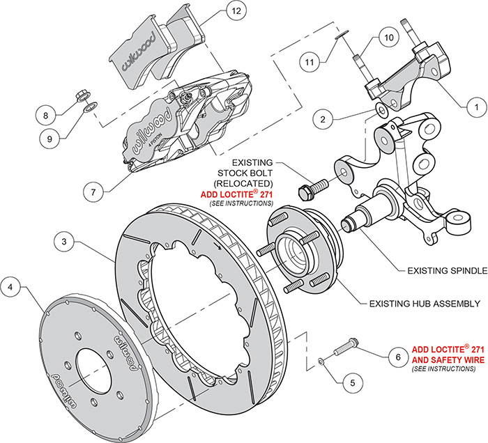 Superlite 6R Big Brake Front Brake Kit (Race) Assembly Schematic