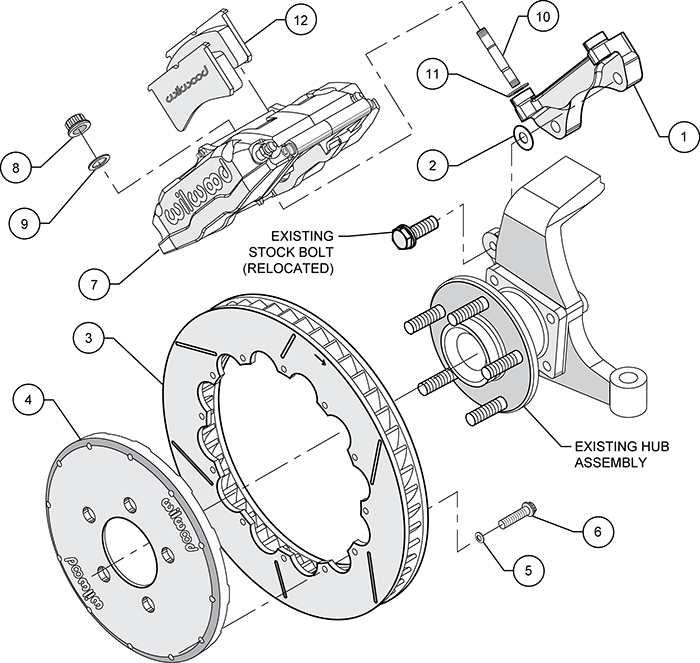 Superlite 6R Big Brake Front Brake Kit (Race) Assembly Schematic