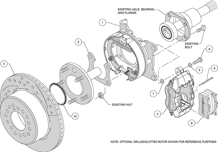 Forged Dynalite Rear Parking Brake Kit Assembly Schematic