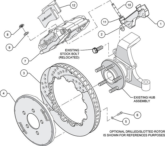 Superlite 6R Big Brake Front Brake Kit (Hat) Assembly Schematic
