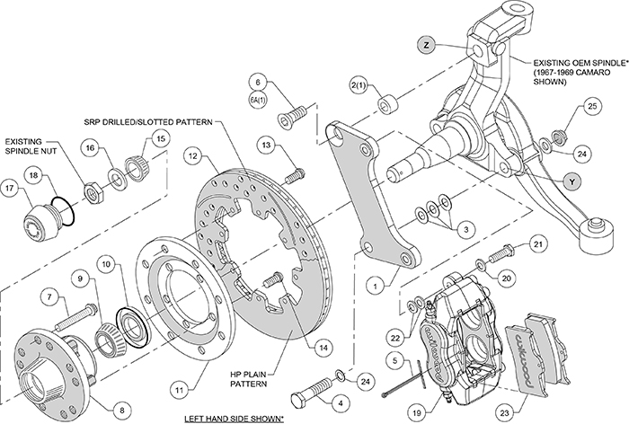 Forged Dynalite Big Brake Front Brake Kit (Hub) Assembly Schematic