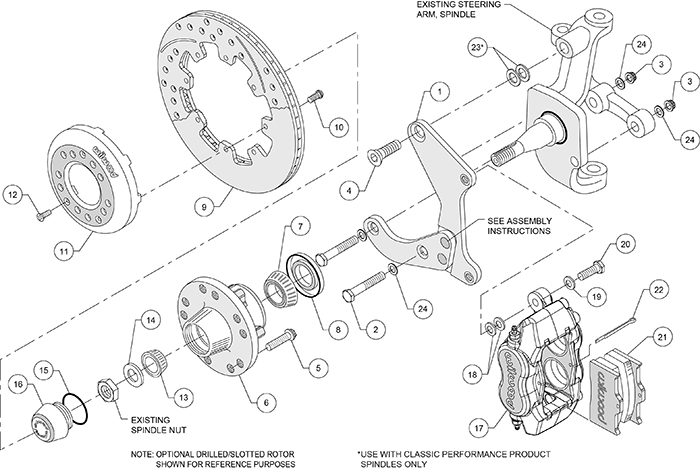 Forged Dynalite Big Brake Front Brake Kit (Hub) Assembly Schematic