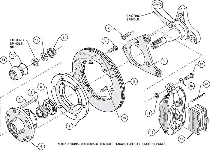 Forged Dynalite Pro Series Front Brake Kit Assembly Schematic