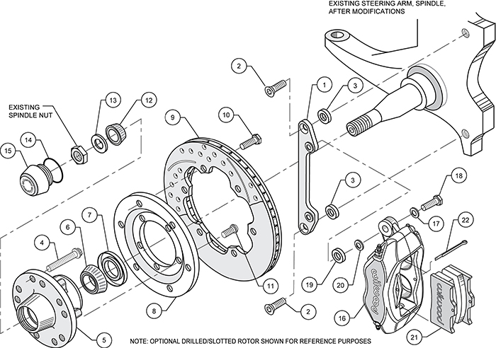 Forged Dynalite Pro Series Front Brake Kit Assembly Schematic