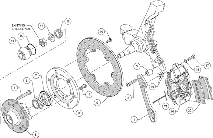 Forged Dynalite Front Drag Brake Kit Assembly Schematic