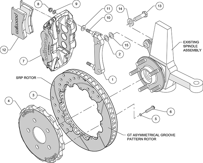 Forged Narrow Superlite 6R Big Brake Front Brake Kit (Hat) Assembly Schematic