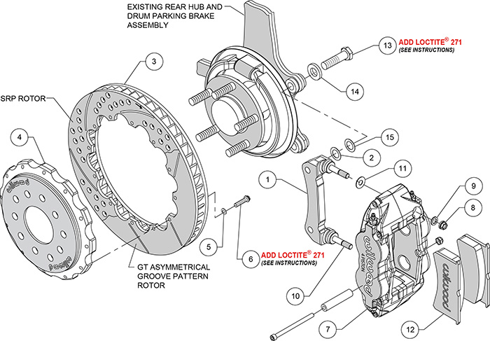 Forged Narrow Superlite 4R Big Brake Rear Brake Kit For OE Parking Brake Assembly Schematic