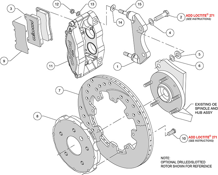 Dynapro Radial Big Brake Front Brake Kit (Hat) Assembly Schematic