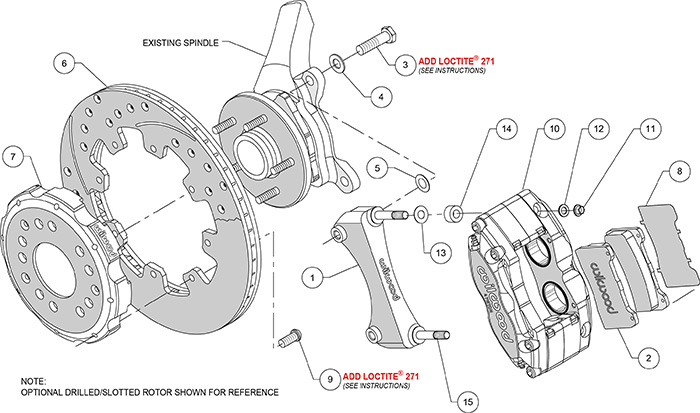 Dynapro Radial Big Brake Front Brake Kit (Hat) Assembly Schematic