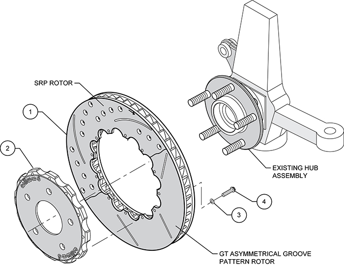 ProMatrix Front Track Rotor Kit Assembly Schematic