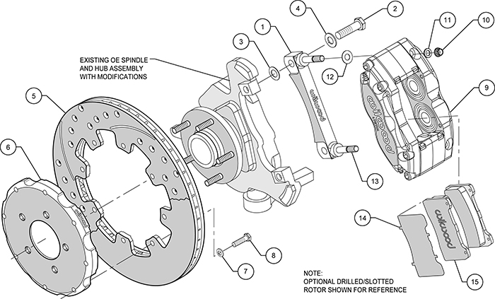 Dynapro Radial Big Brake Front Brake Kit (Hat) Assembly Schematic