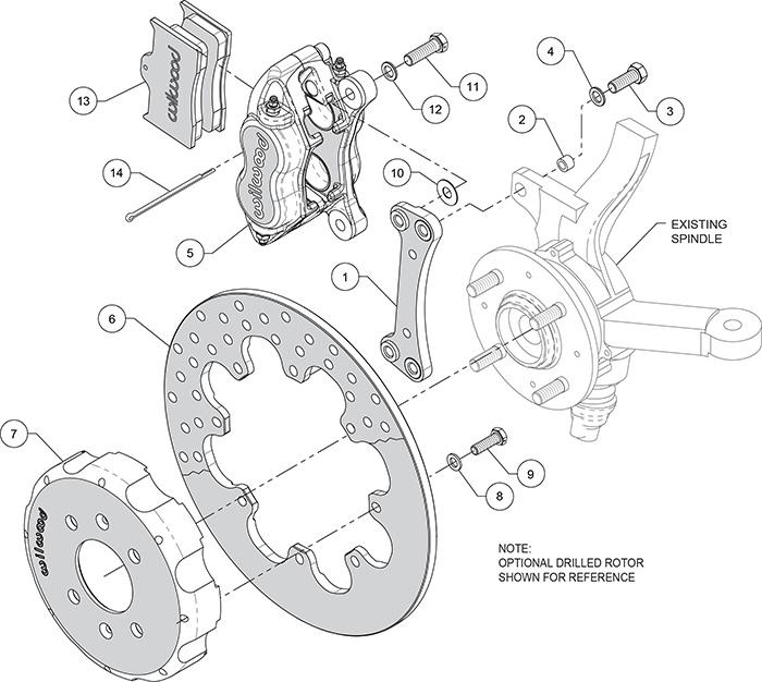 Forged Dynalite Front Drag Brake Kit (Hat) Assembly Schematic