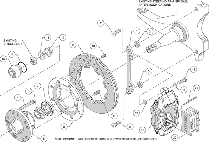 Forged Dynalite Big Brake Front Brake Kit (Hub) Assembly Schematic