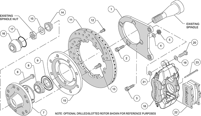 Forged Dynalite Big Brake Front Brake Kit (Hub) Assembly Schematic